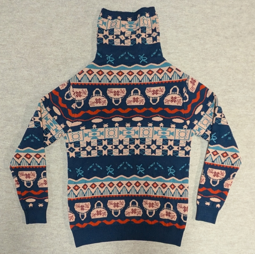 Unique Cashmere & Wool Patterned Turtle Neck Sweater Size Small - Medium